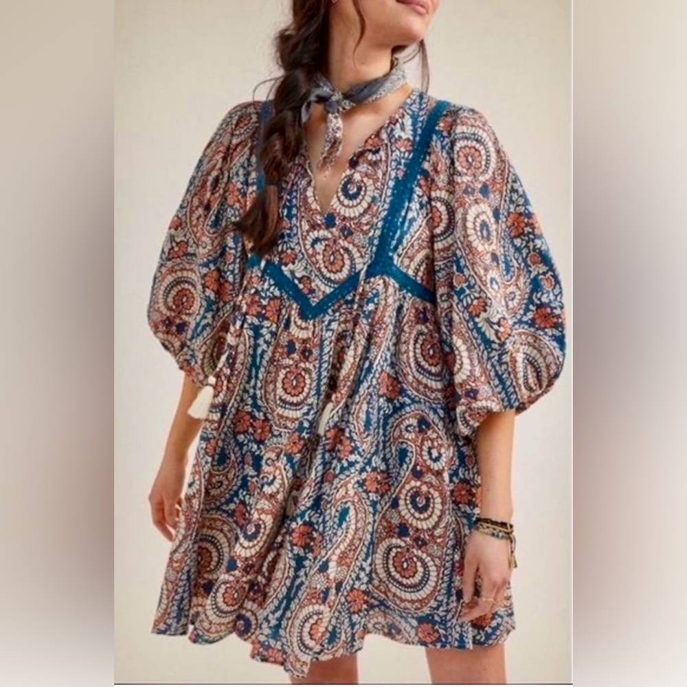 Agathe Lace Mini Dress from Anthropologie paisley pattern lace trim size s NWOT